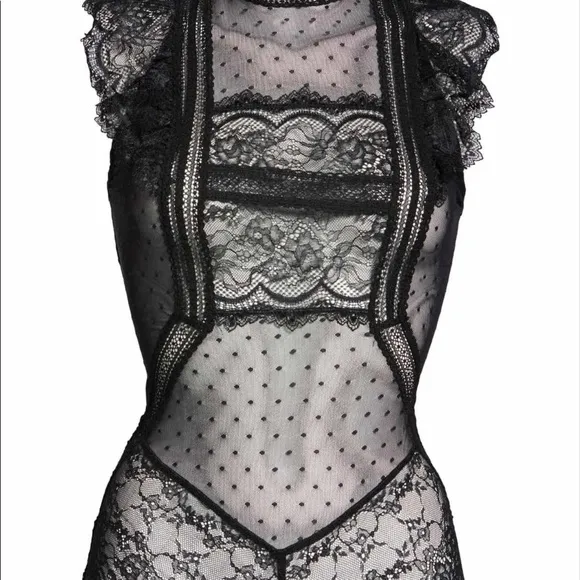 - NEW Free People Winnie gorgeous black lace bodysuit xs $98