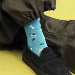 062142279 Dog Pattern Crew Socks M