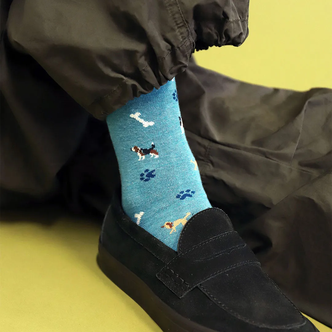 062142279 Dog Pattern Crew Socks M