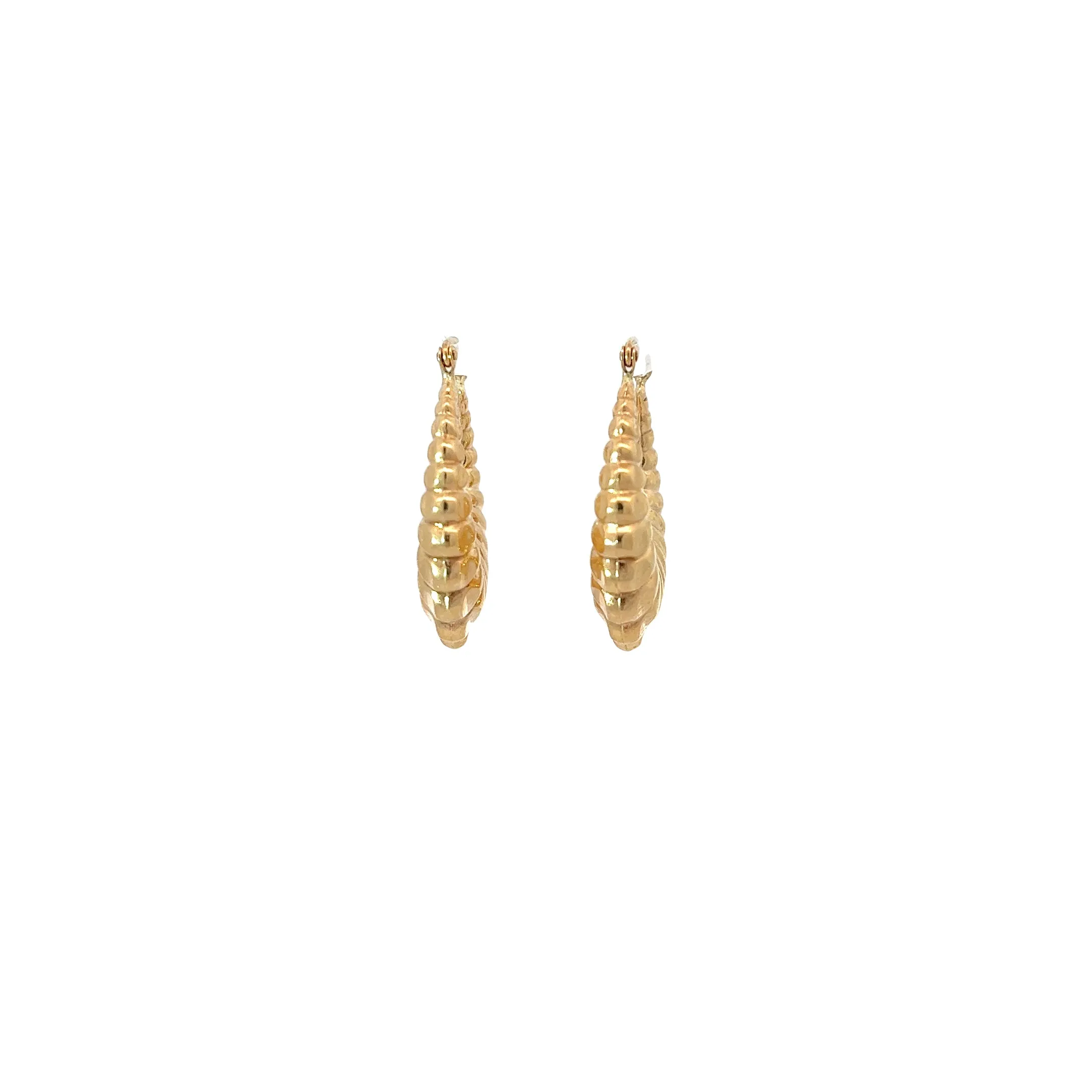14k Yellow Gold Scalloped Hollow Hoops