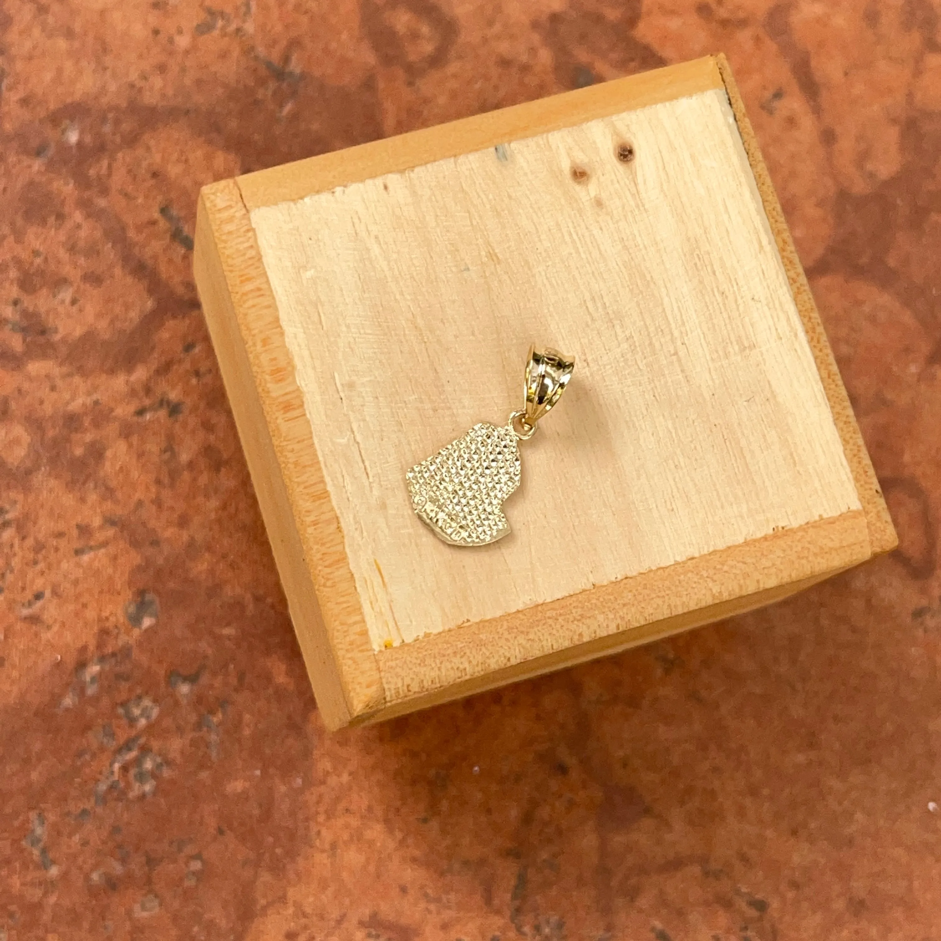 14KT Yellow Gold Diamond-Cut Satin Mother Mary Head Pendant Charm