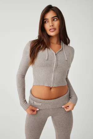 2 Piece Hooded Sweater Crop Top