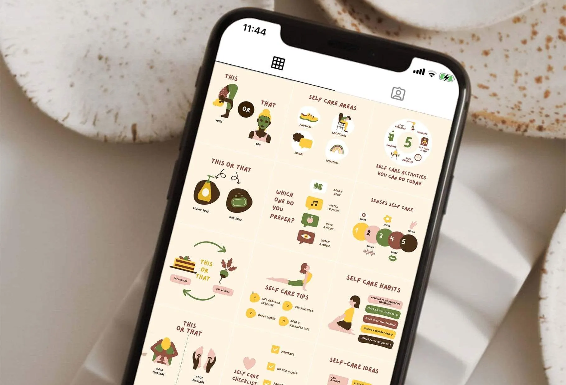 20 Self-Care Lists Instagram Posts Fully Editable Canva Templates