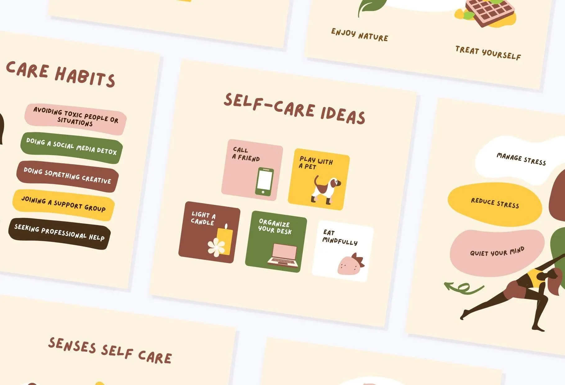 20 Self-Care Lists Instagram Posts Fully Editable Canva Templates