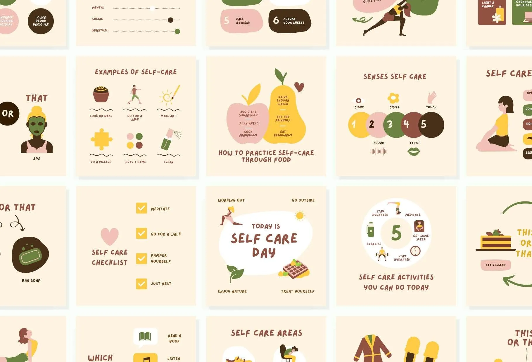 20 Self-Care Lists Instagram Posts Fully Editable Canva Templates