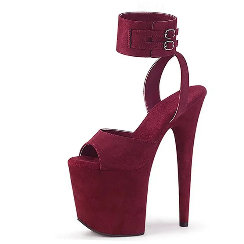 20cm Gothic Peep Toe Strip Pole Dance Heels Exotic Sexy Fetish Shoes