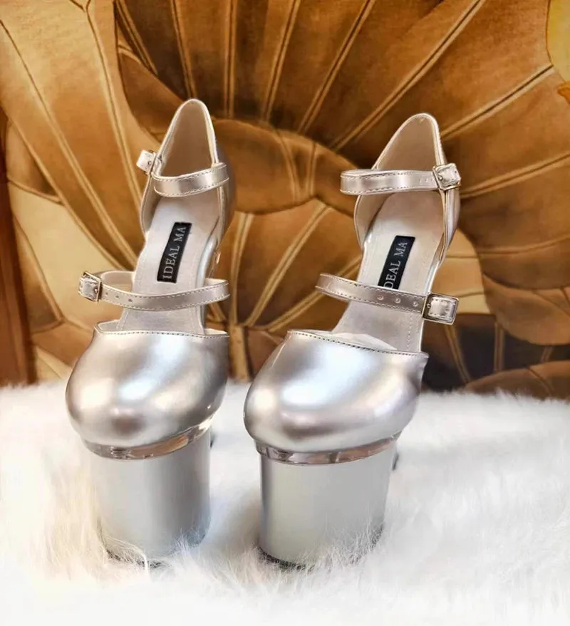 20cm sexy high heels white bridal wedding shoes thick heels