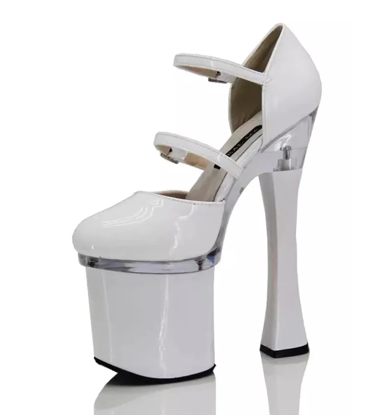 20cm sexy high heels white bridal wedding shoes thick heels