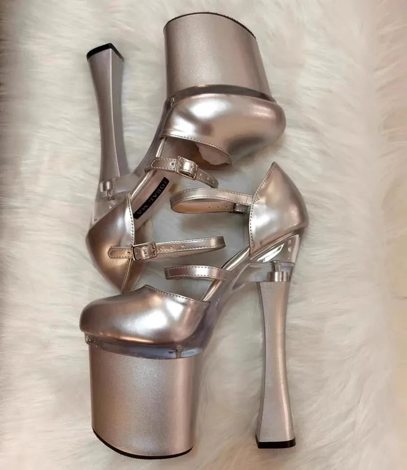 20cm sexy high heels white bridal wedding shoes thick heels