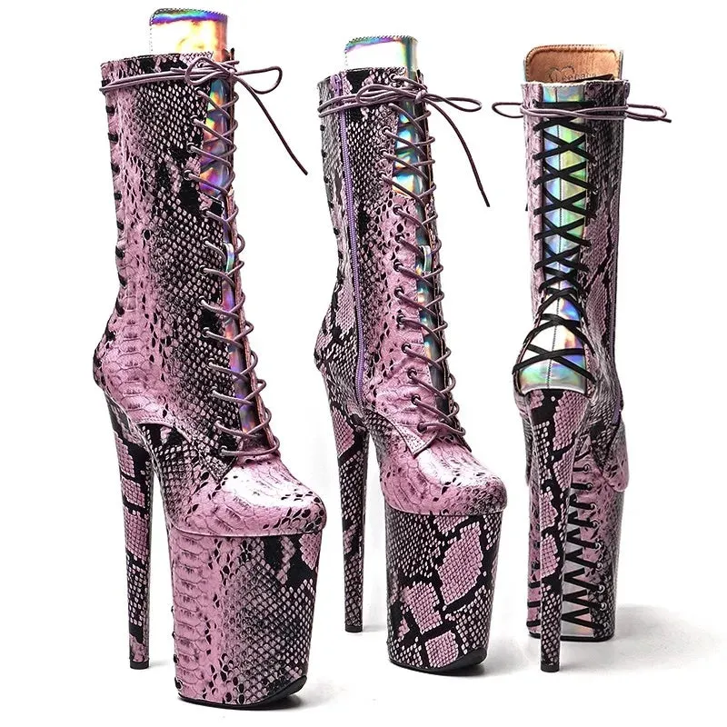 23CM/9inches Patent PU black with red color back lace Pole dance shoes High Heels