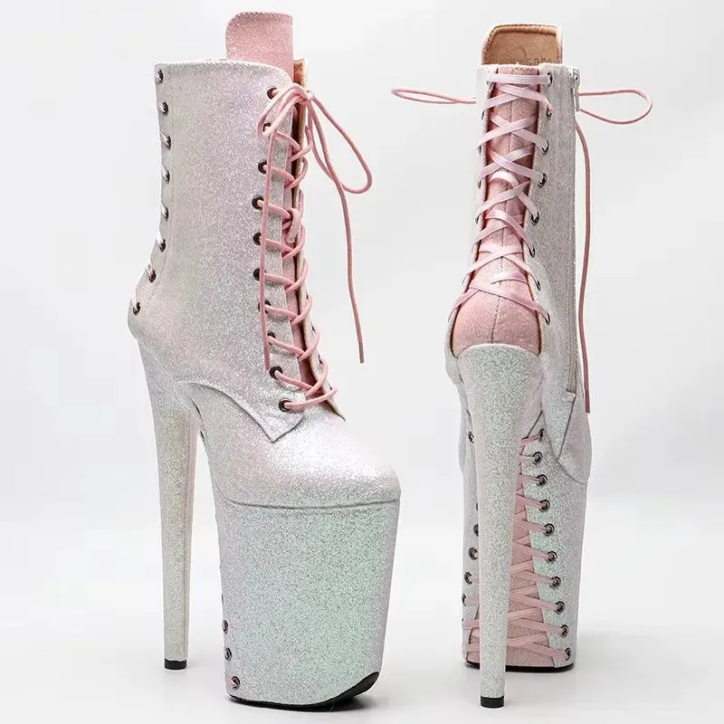 23CM/9inches Patent PU black with red color back lace Pole dance shoes High Heels