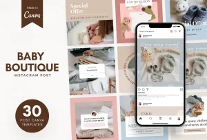 30 Baby Boutique Instagram Post Canva Templates