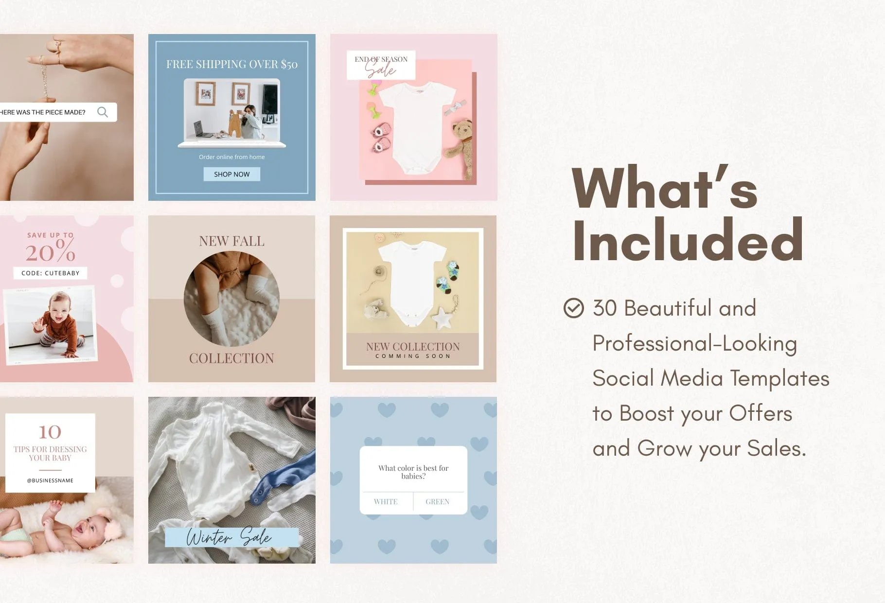 30 Baby Boutique Instagram Post Canva Templates