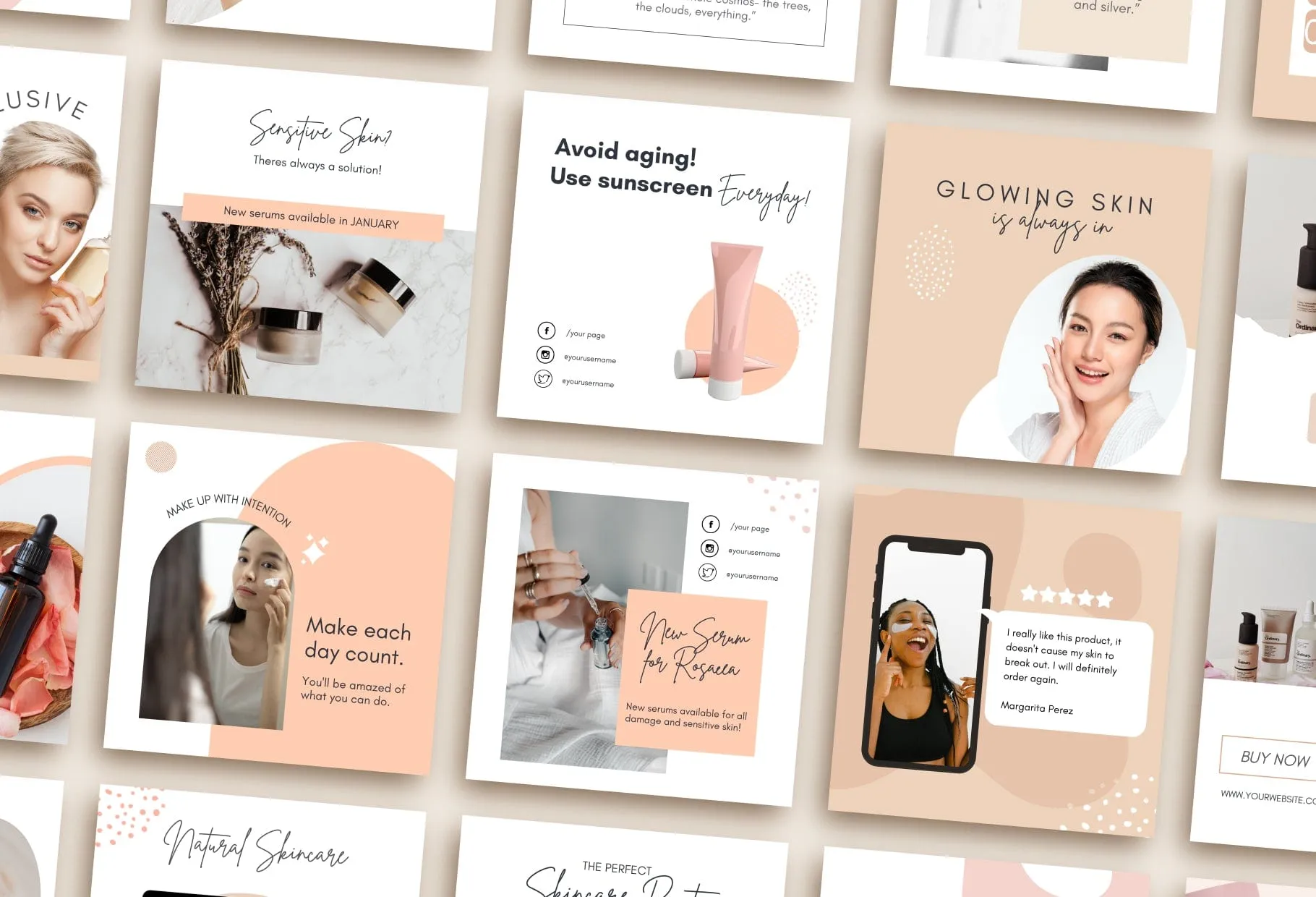30 Skin Care Instagram Post Canva Templates