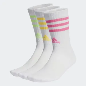 Adidas 3-Stripes Cushioned Crew Socks 3 Pairs - Highlighter