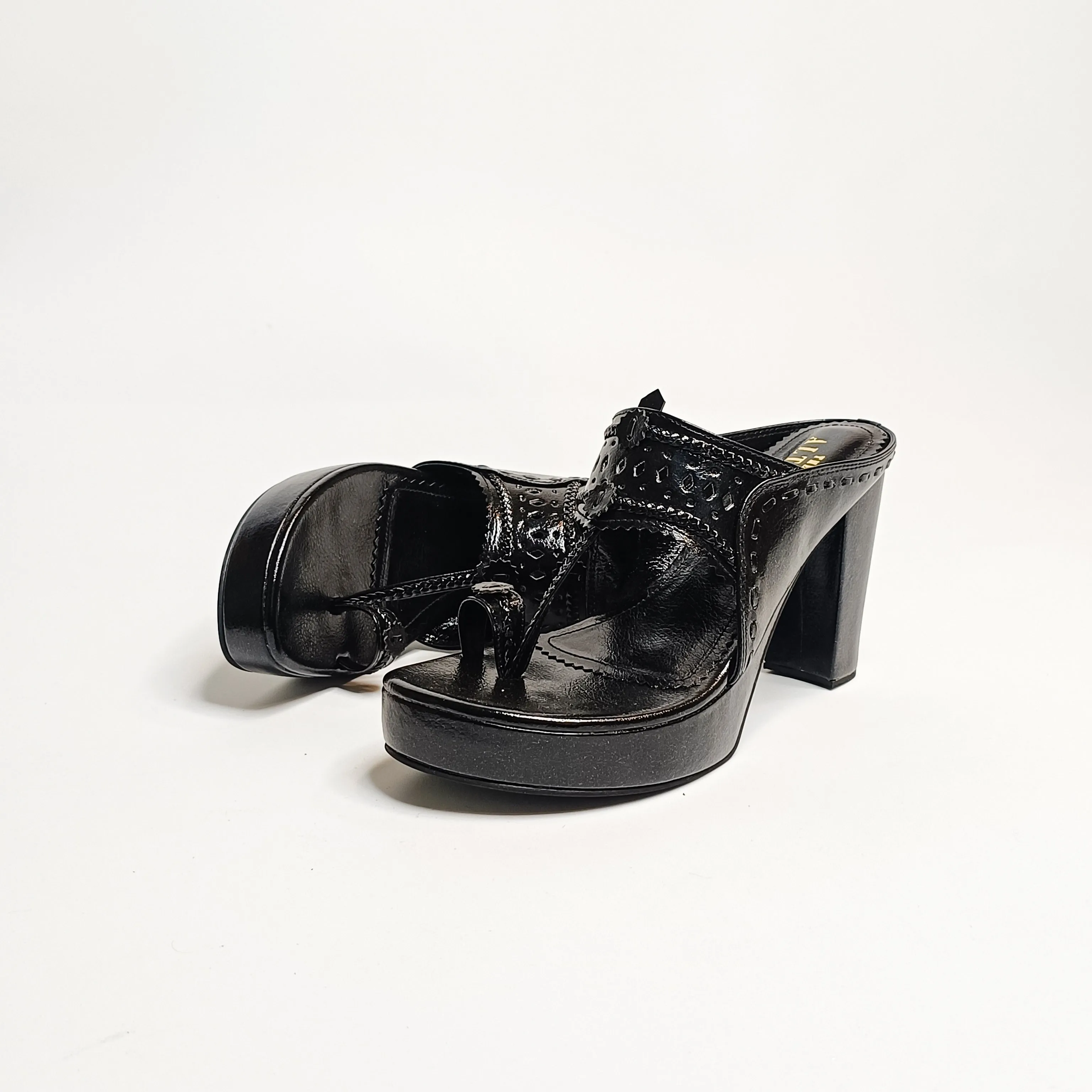 Aisha Gold Kohla Platform Block Heels