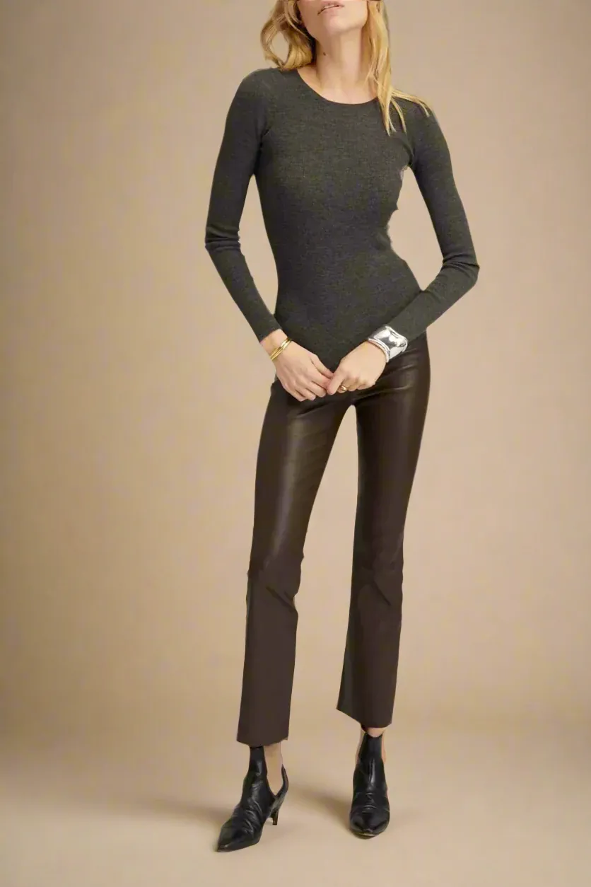 Ankle Flare Leather Leggings Americano