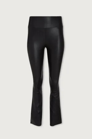 Ankle Flare Leather Leggings Black