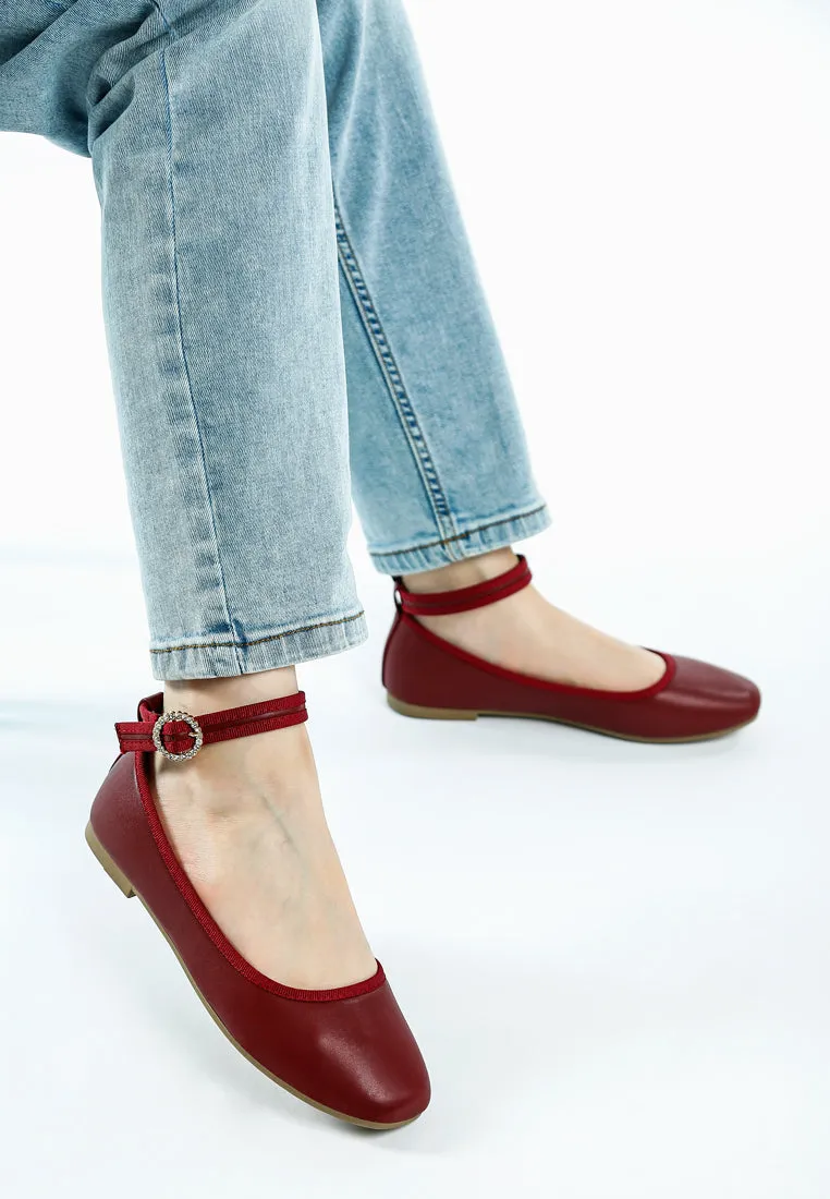 Ankle Strap Detail Ballet Flats By RAG