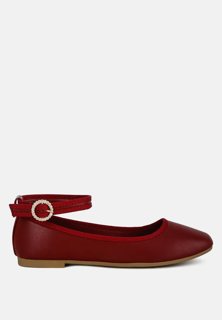 Ankle Strap Detail Ballet Flats By RAG