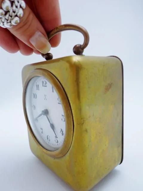 Antique Brass Miniature Clock