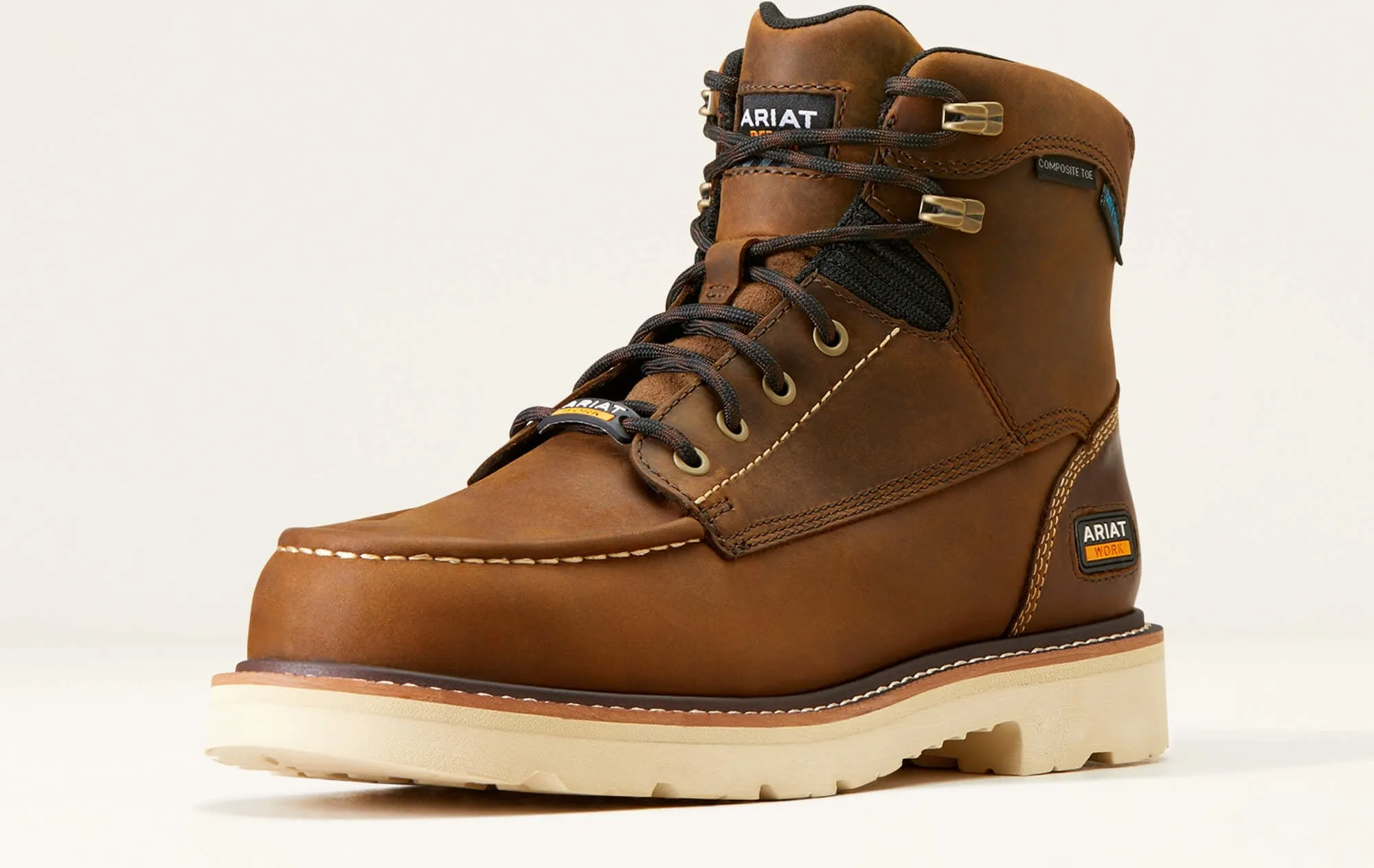 Ariat Men's Rebar Lift 6" Composite Toe Waterproof Work Boot - Brown - 10046876