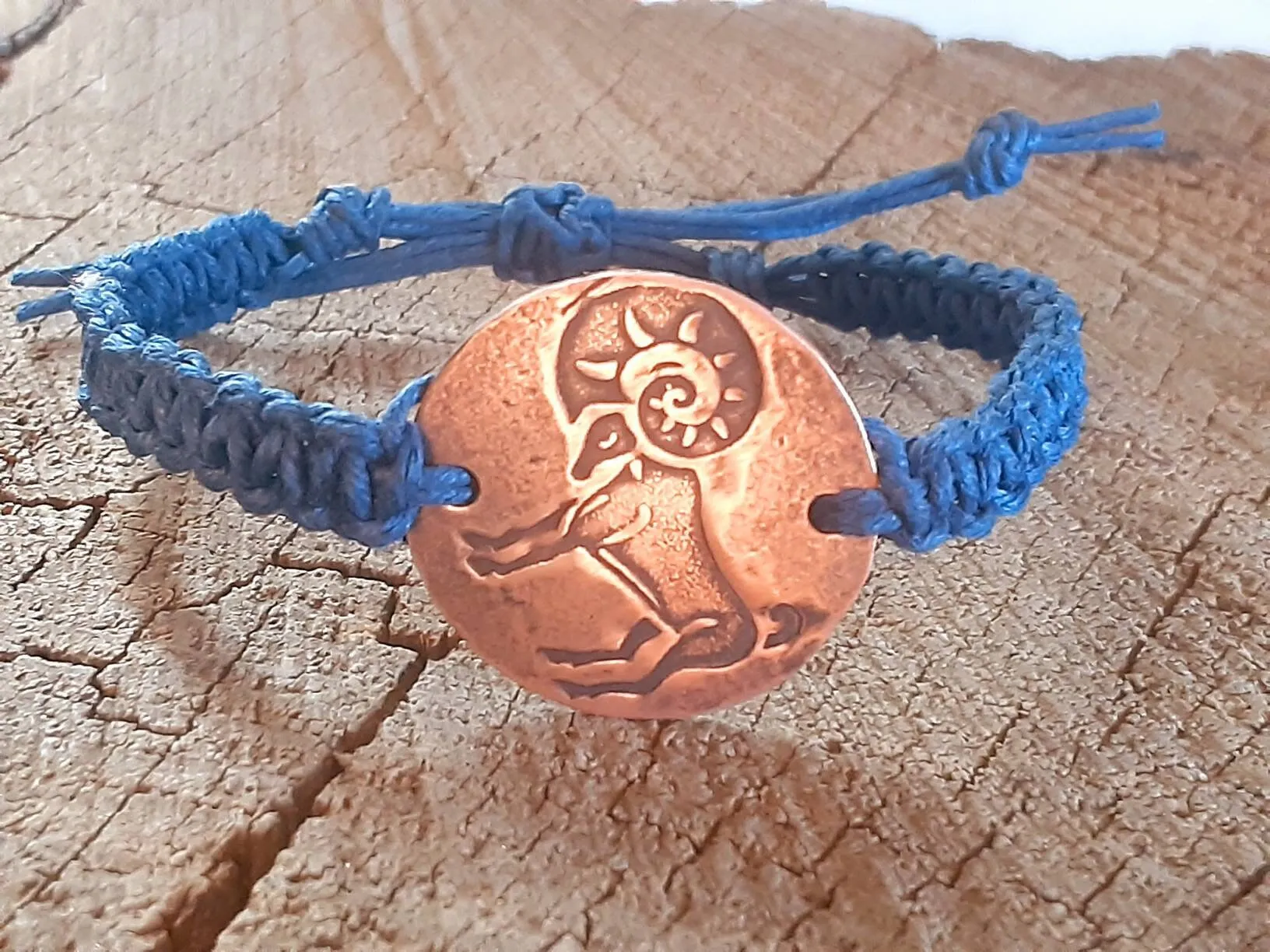 Aries zodiac sign woven hemp bracelet