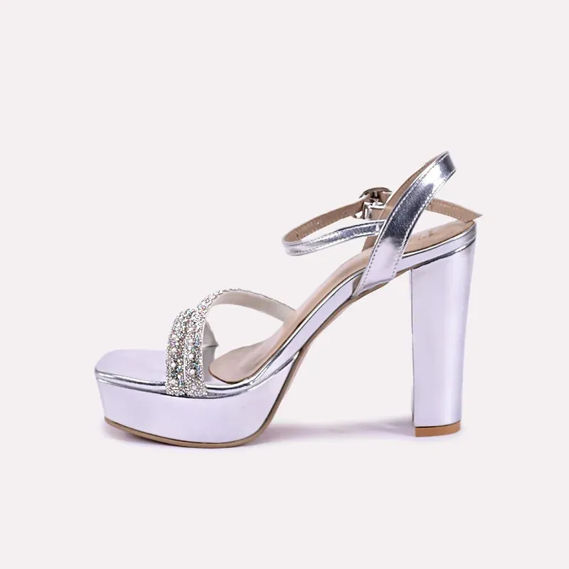 Azura Silver Glossy High Heel Sandals 0421080