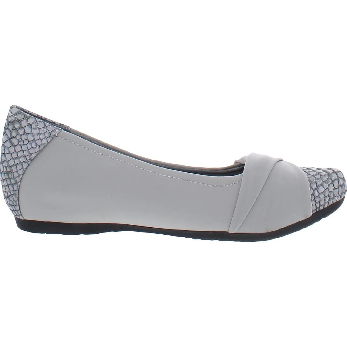 BareTraps Womens Mitsy Faux Leather Ballet Flats Silver 8.5 Medium (B,M)