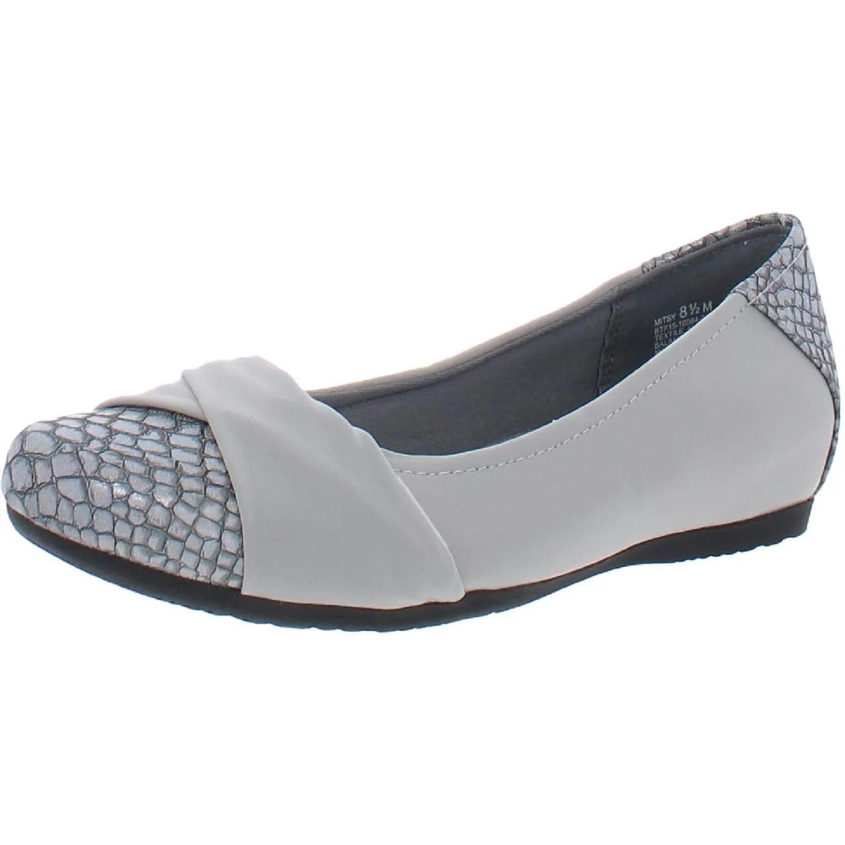 BareTraps Womens Mitsy Faux Leather Ballet Flats Silver 8.5 Medium (B,M)
