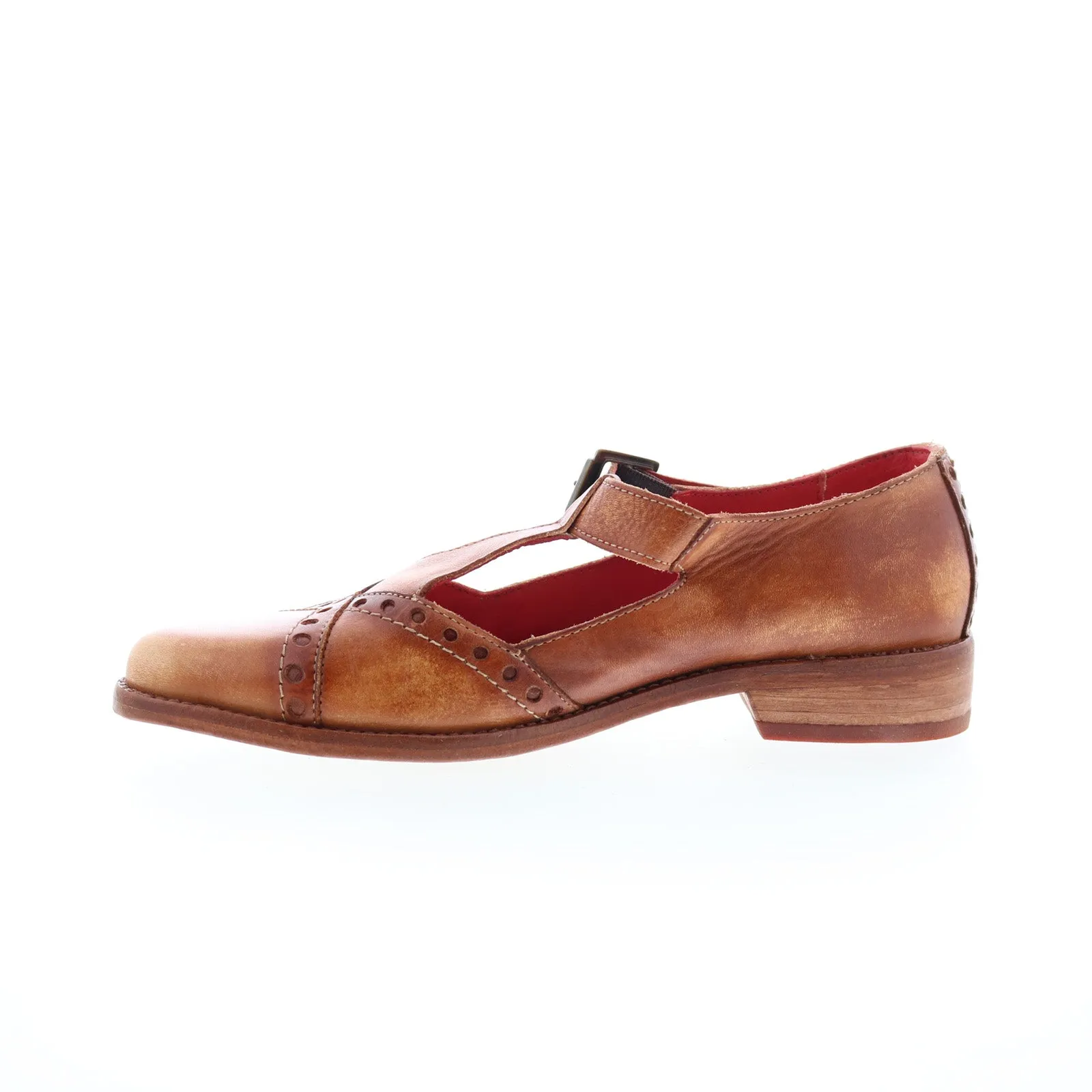 Bed Stu Jenny F320004 Womens Brown Leather Hook & Loop Loafer Flats Shoes