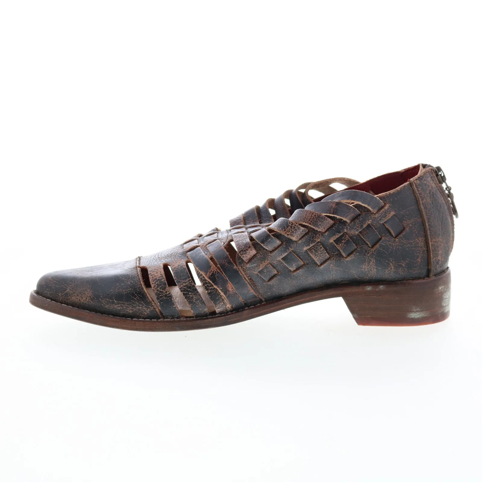 Bed Stu Las Cruces F392006 Womens Black Leather Zipper Loafer Flats  Shoes