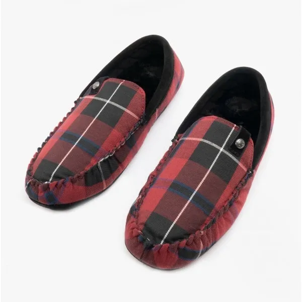 Bedroom Athletics BENEDICT Mens Woven Moccasin Slippers Merlot Check
