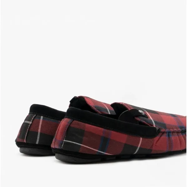 Bedroom Athletics BENEDICT Mens Woven Moccasin Slippers Merlot Check