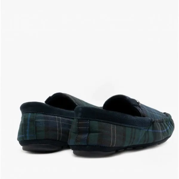 Bedroom Athletics BENEDICT Mens Woven Moccasin Slippers Navy Check