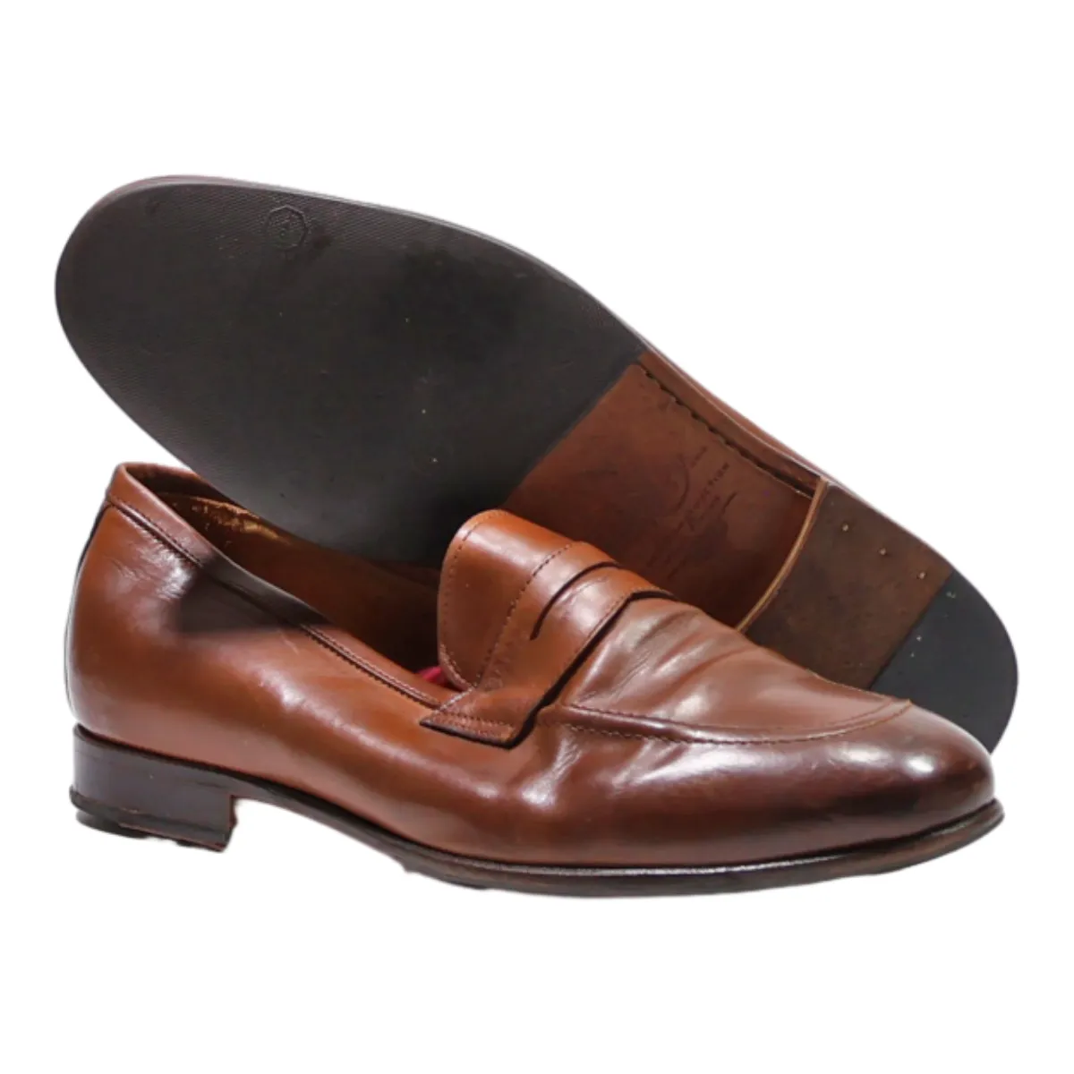 BEXLEY Loafer Shoes Brown Leather Mens UK 7