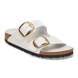 Birkenstock Arizona Hammered Big Buckle high shine antique white leather