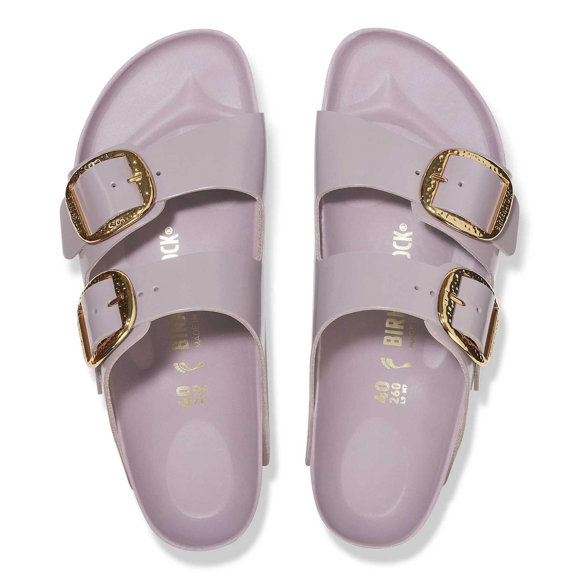 Birkenstock Arizona Hammered Big Buckle high shine faded purple leather