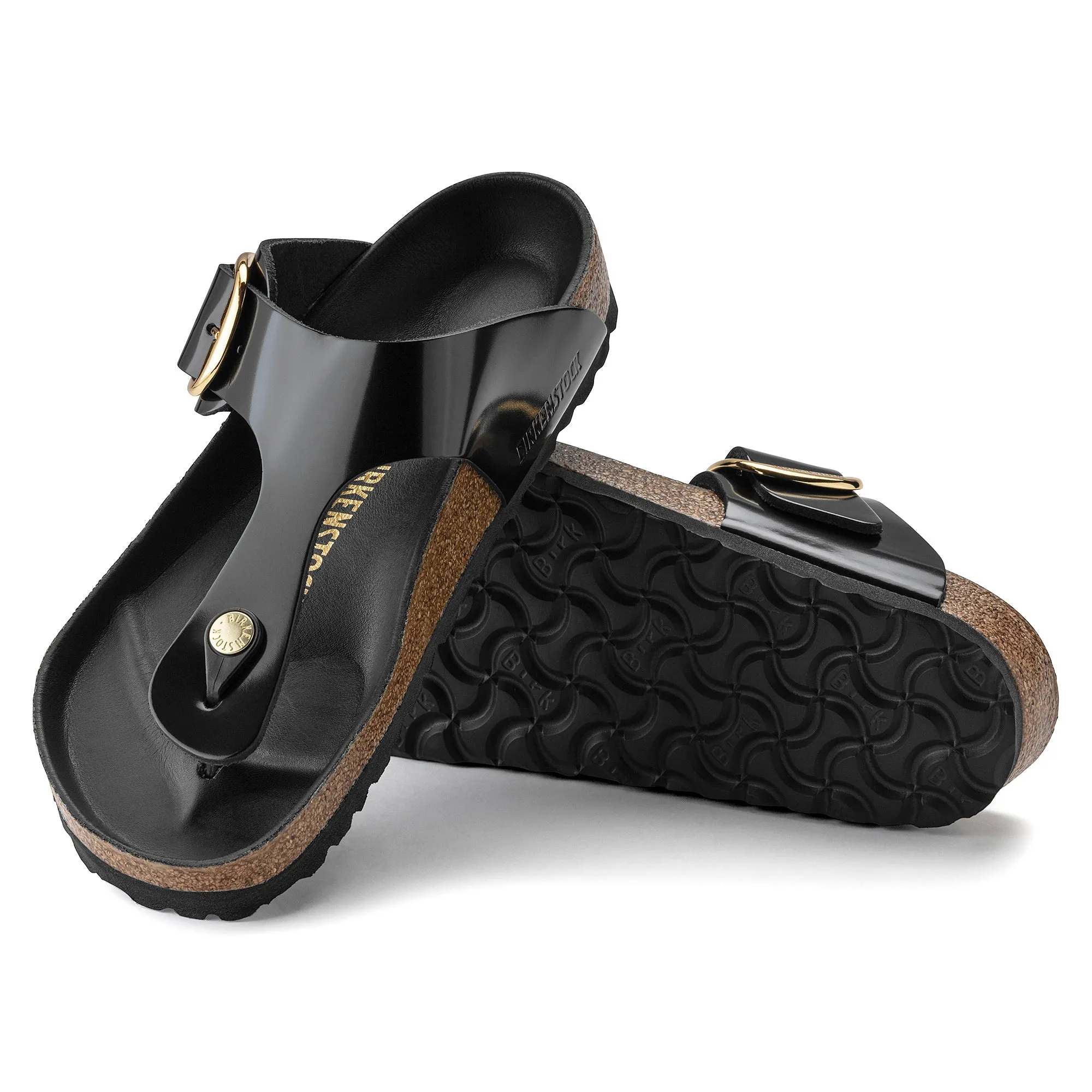 Birkenstock Gizeh Big Buckle high shine black leather
