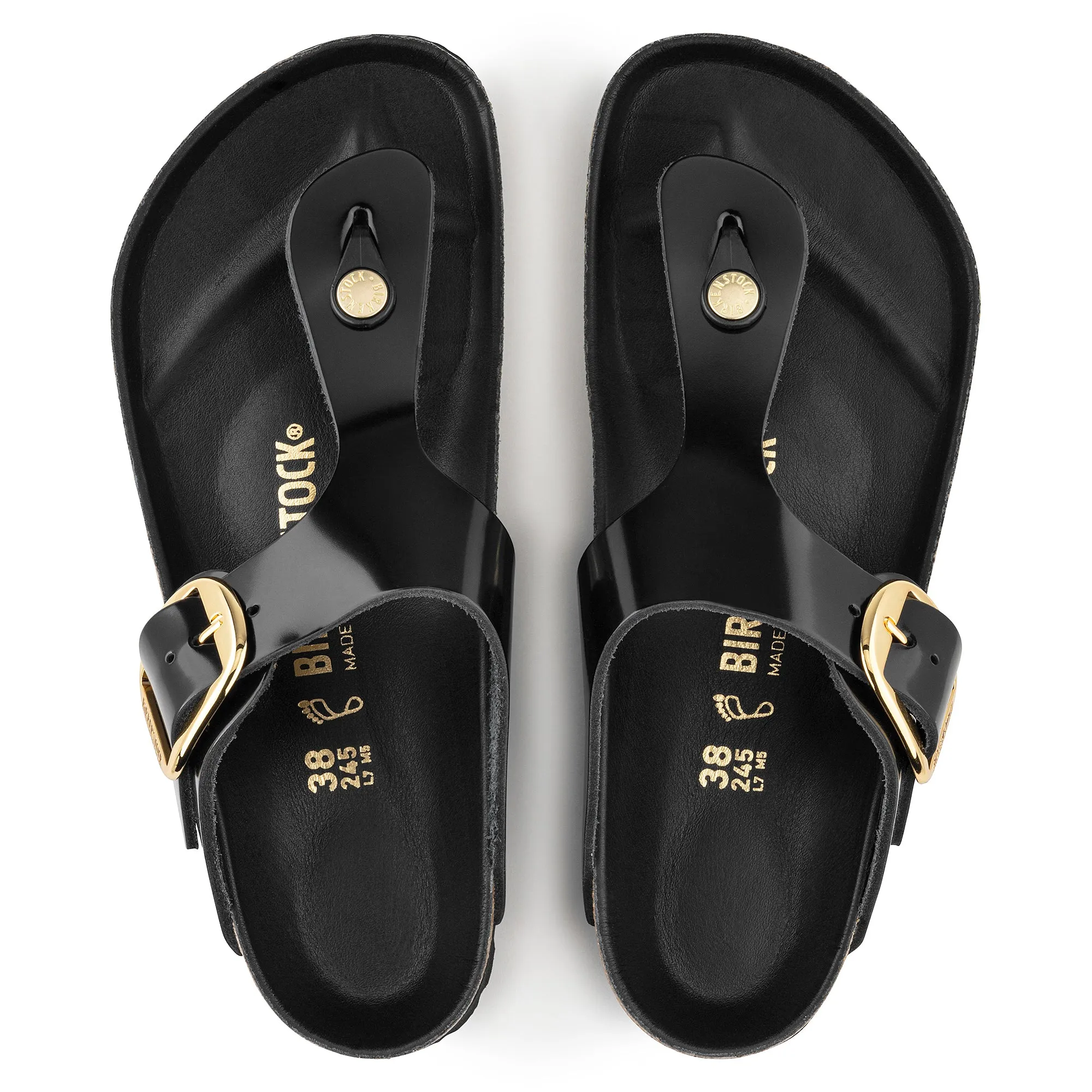 Birkenstock Gizeh Big Buckle high shine black leather