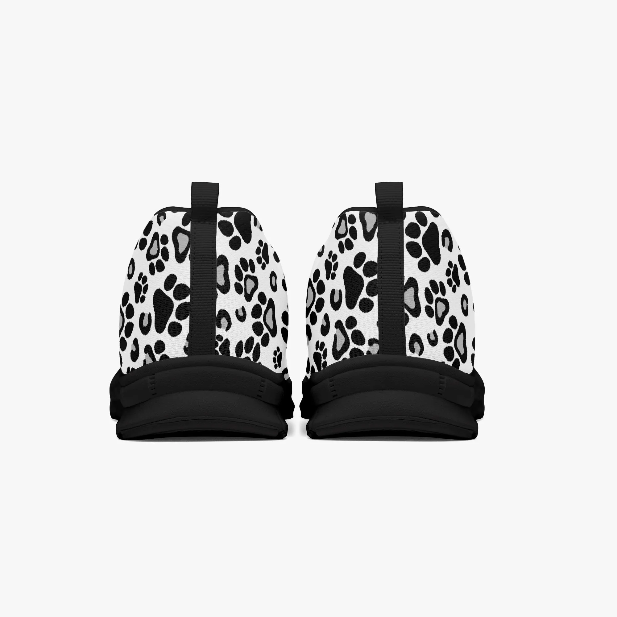 Black and White Leopard Paw Print Sneakers for Men Women, Running Shoes For Dog Lovers