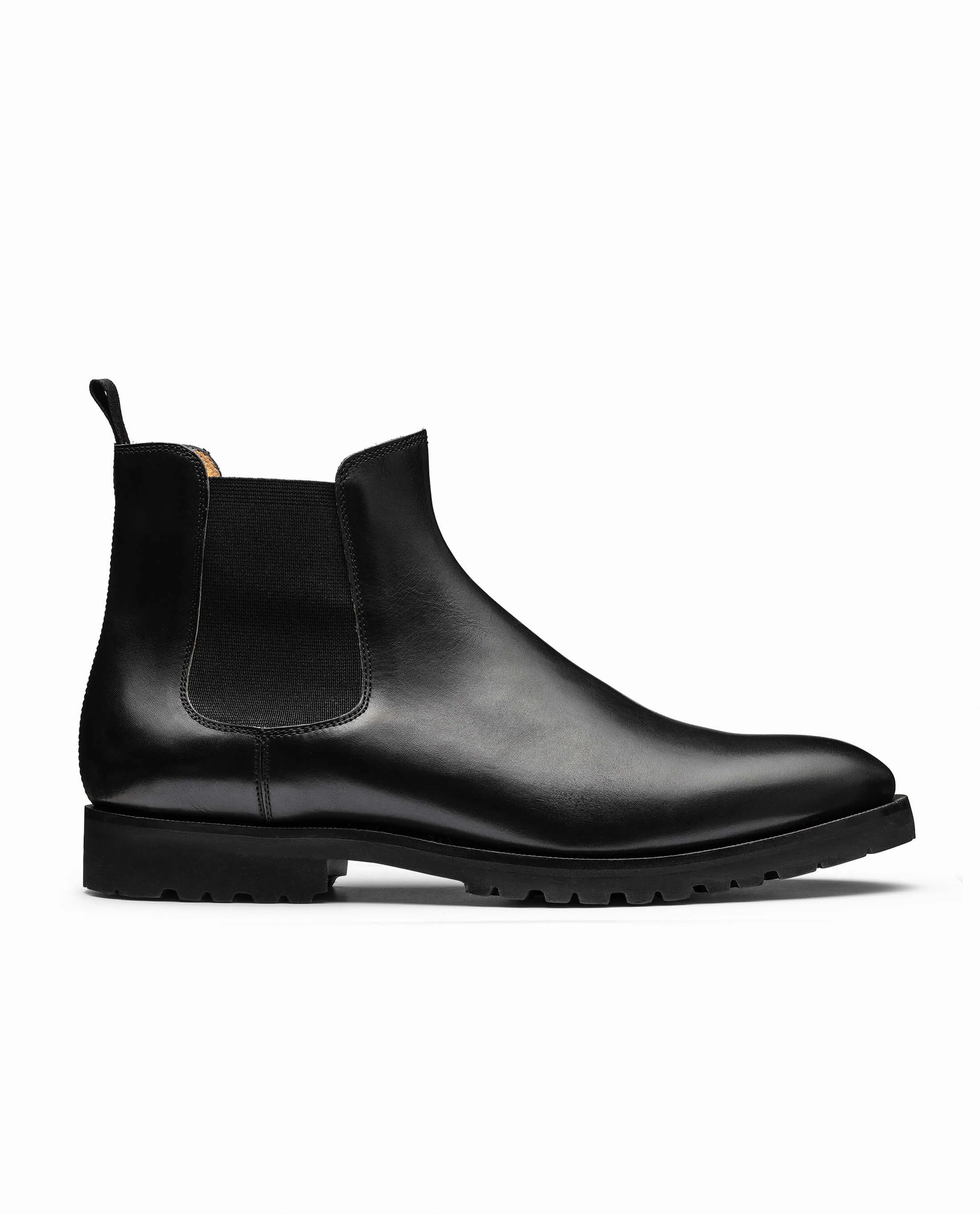 Black Fine Calf Lightweight Vibram Chelsea Boots