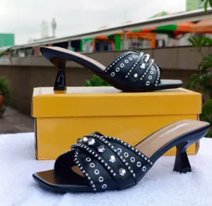Black Studded Crisscross heels