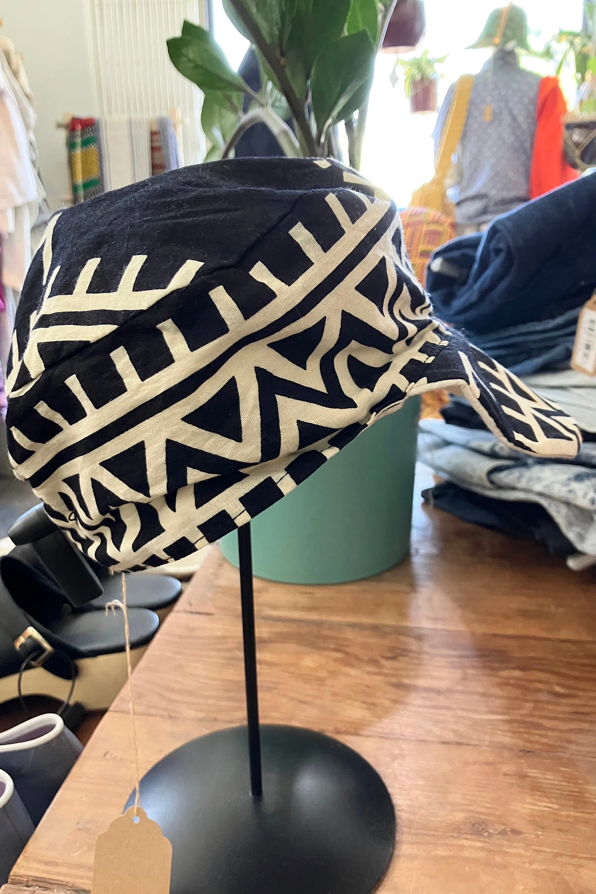 Black White Printed Cotton Hat