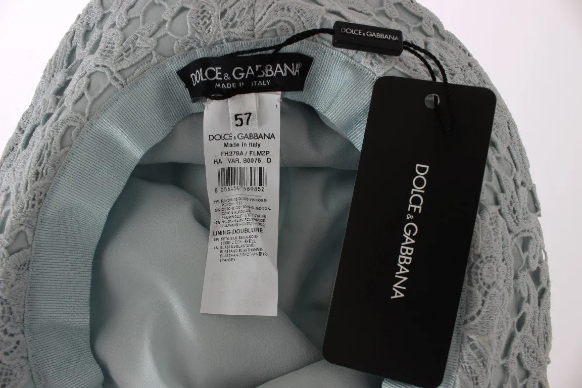 Blue Floral Lace High Bucket Hat