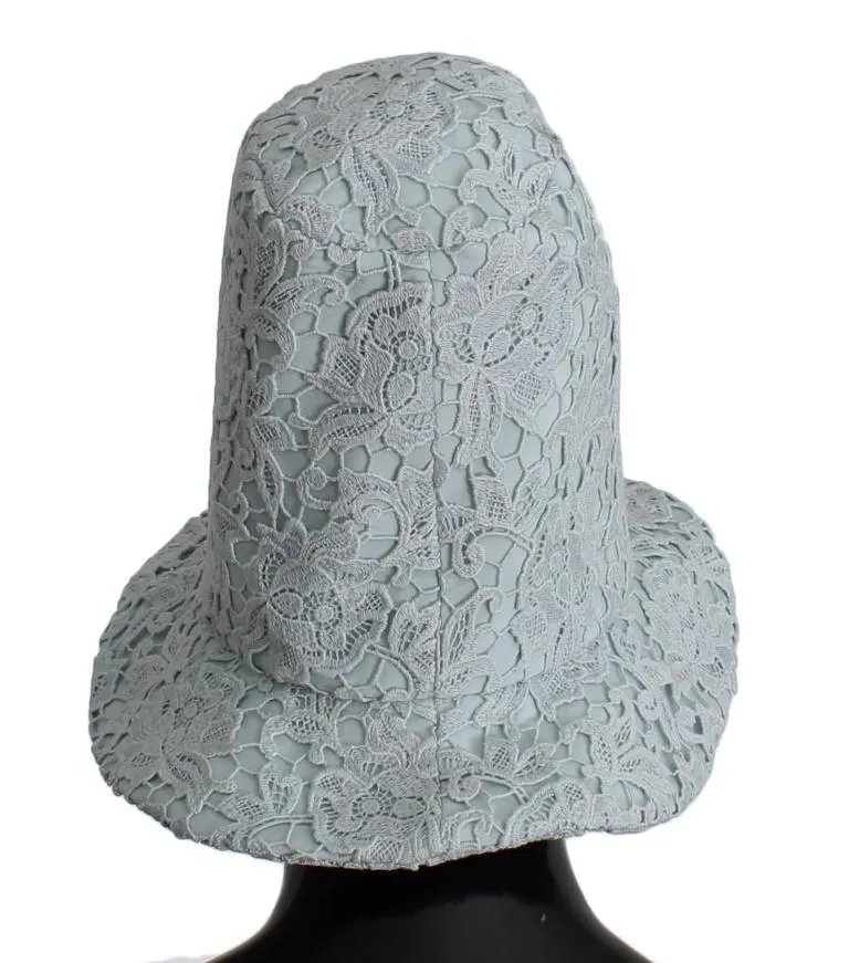 Blue Floral Lace High Bucket Hat
