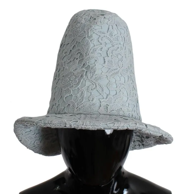 Blue Floral Lace High Bucket Hat