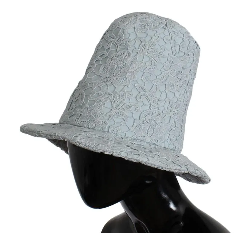 Blue Floral Lace High Bucket Hat