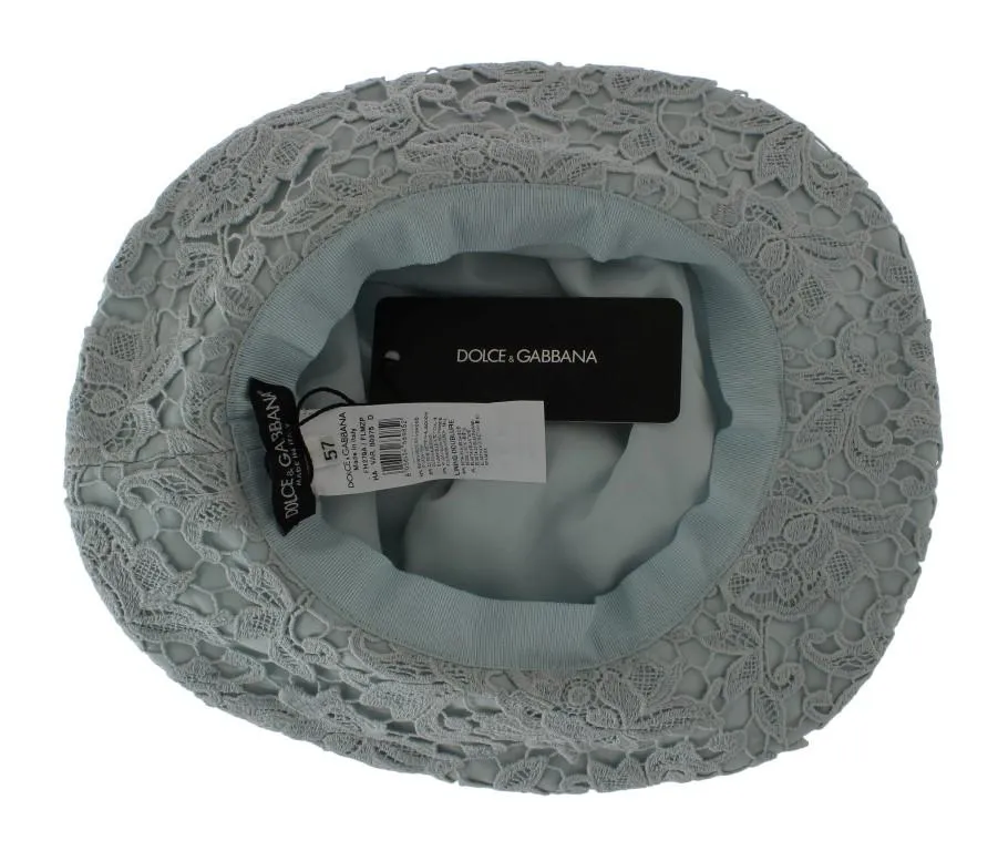 Blue Floral Lace High Bucket Hat