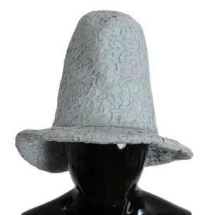 Blue Floral Lace High Bucket Hat